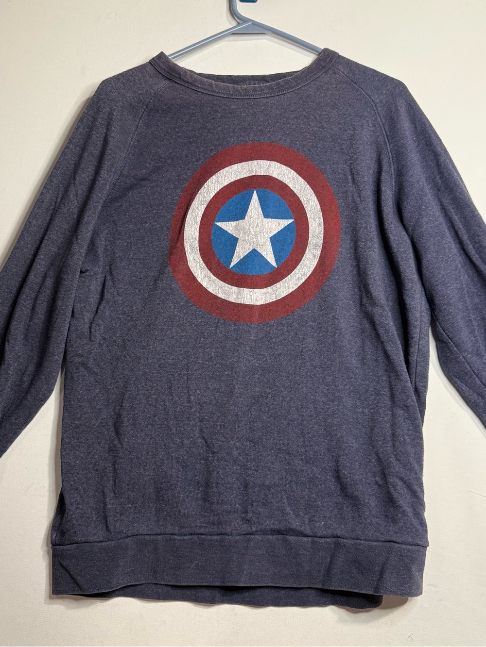 Marvel Navy Crewneck Sweatshirt with Red, White & Blue Shield